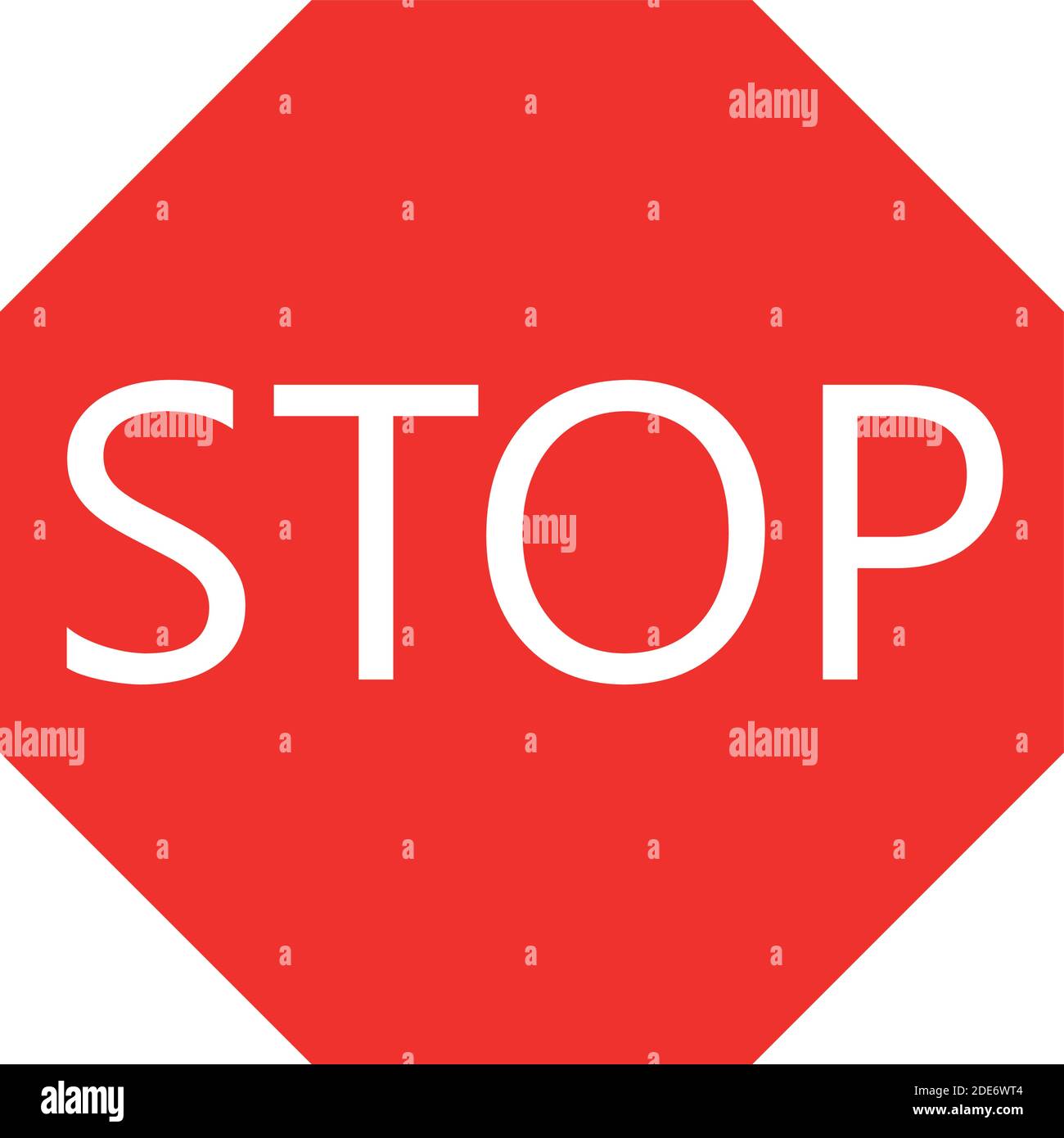 Stop traffic sign. Red octagon with white inscription. Simple flat ...