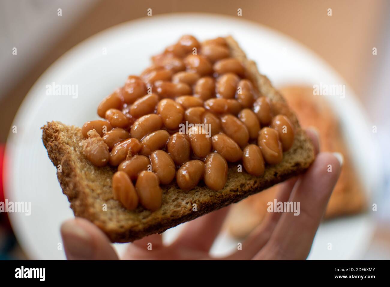 baked beans on toast traditional meal Stock Photo Alamy