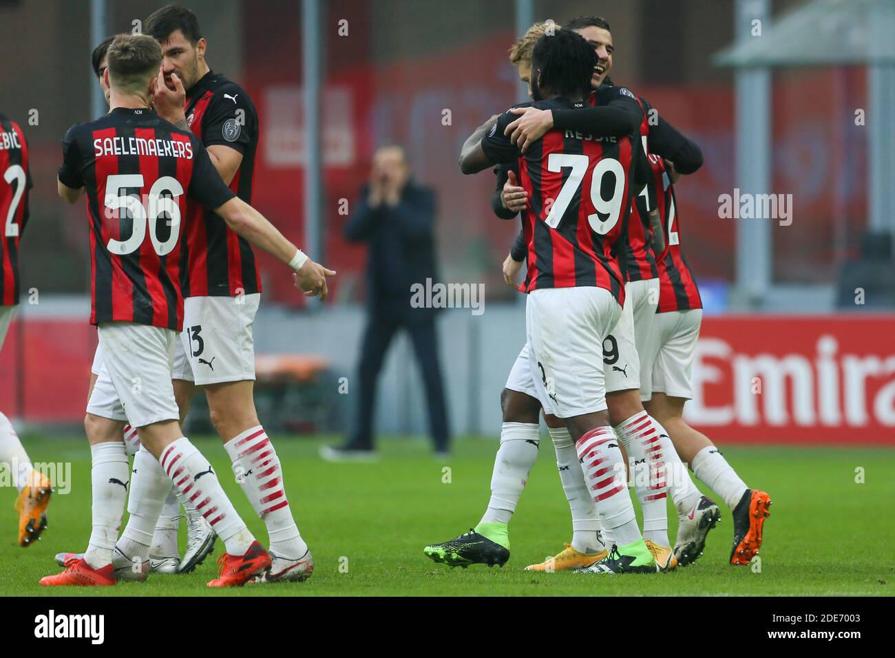 Team Milan during the Italian championship Serie A football match between AC Milan and AC Fiorentina on November 29, 2020 at San Siro stadium in Milan, Italy - Photo Morgese-Rossini / DPPI / LM Stock Photo