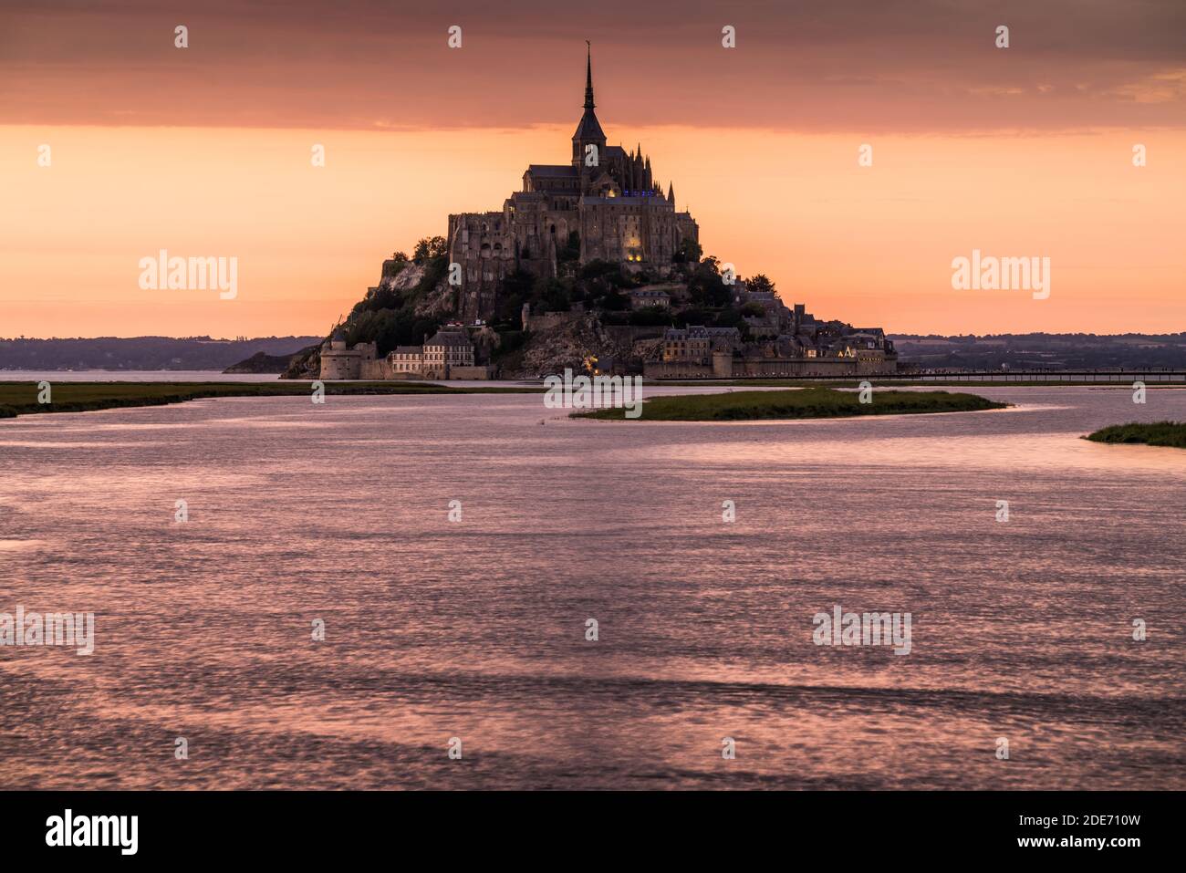 Mont St Michel Illuminated At Night Normandy France Stock Photo - Alamy