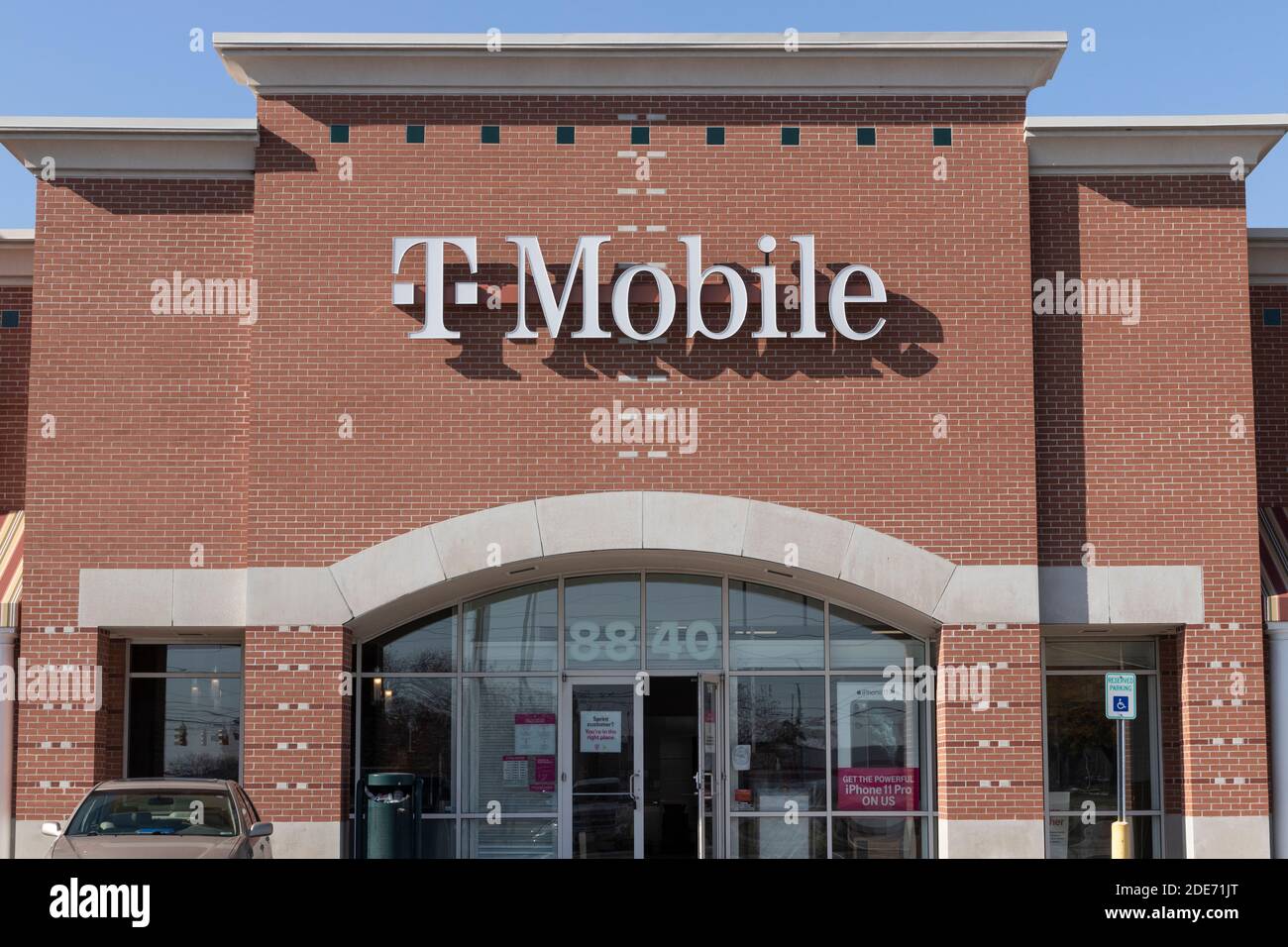 Indianapolis - Circa November 2020: T-Mobile Retail Wireless Store. T-Mobile merged with Sprint in hopes of advancing 5G development. Stock Photo