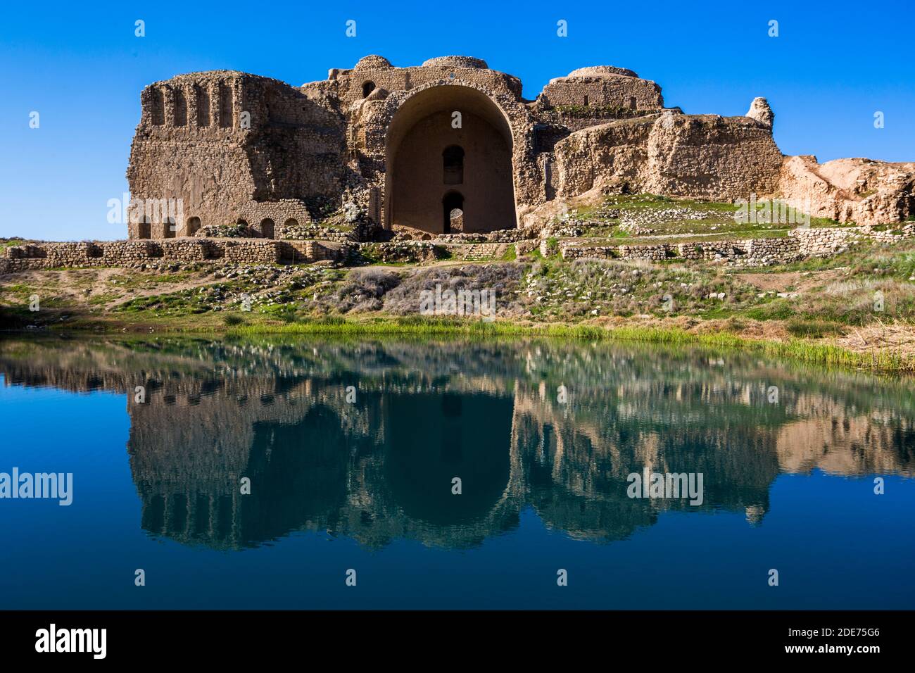 The Sassanid palace of Firuz Abad Built in 224 AD by King Ardashir I of the Sassanian Empire, it is located in ancient city of Firuz Abad. Stock Photo