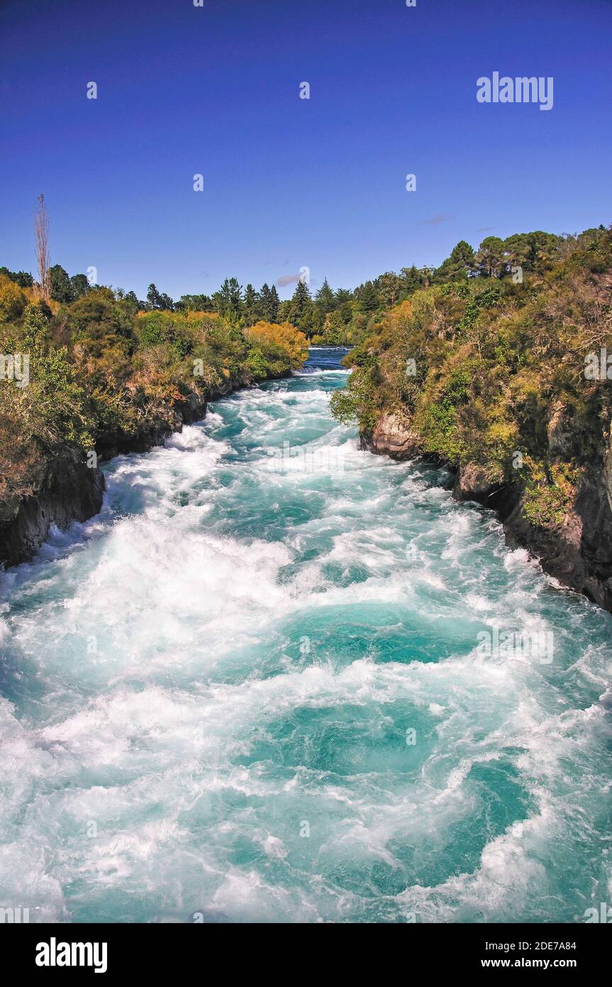 Powerful current at Huka Falls, near Taupo, Waikato Region, North Island, New Zealand Stock Photo