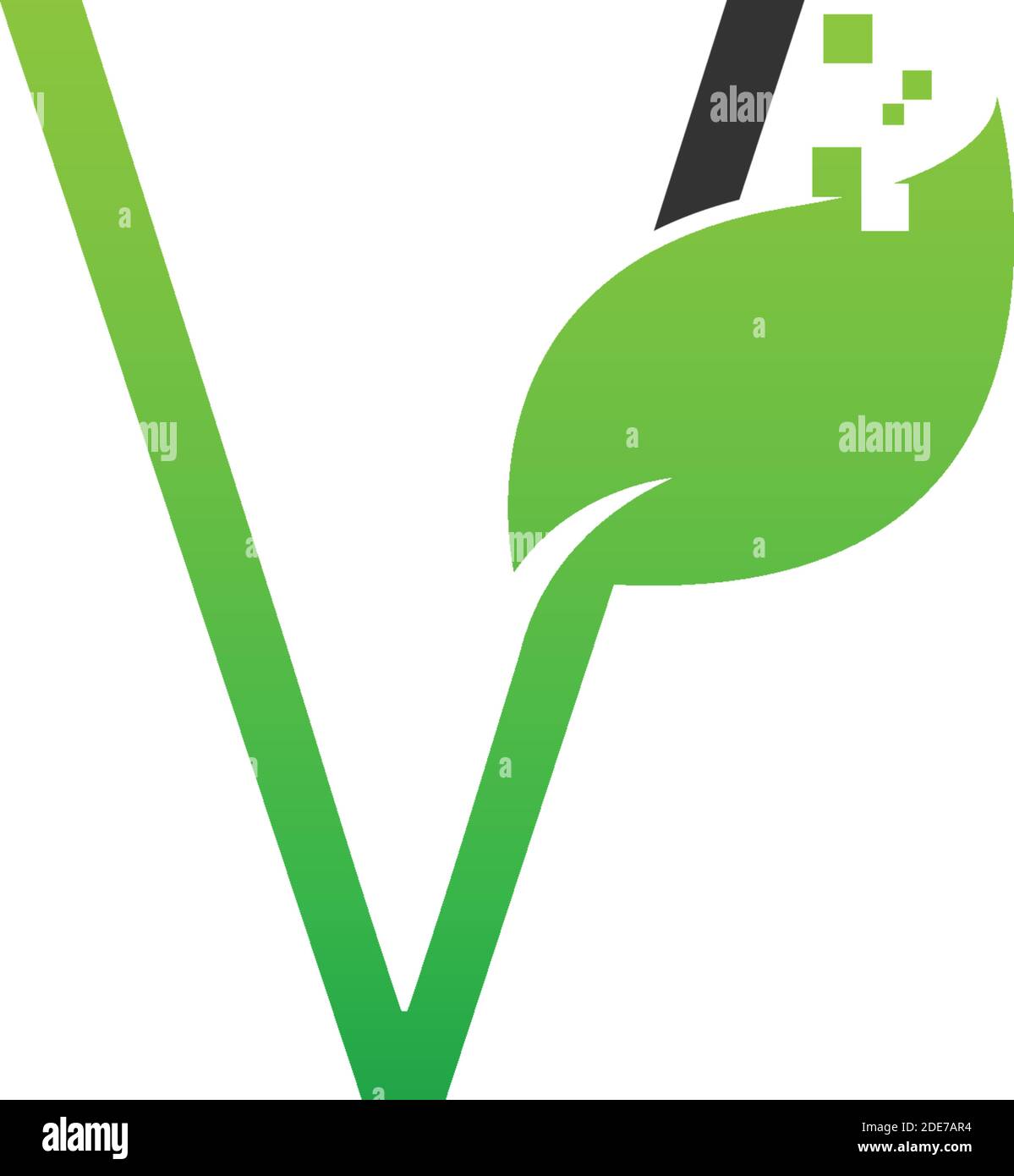 Letter V logo leaf digital icon design concept vector Stock Vector