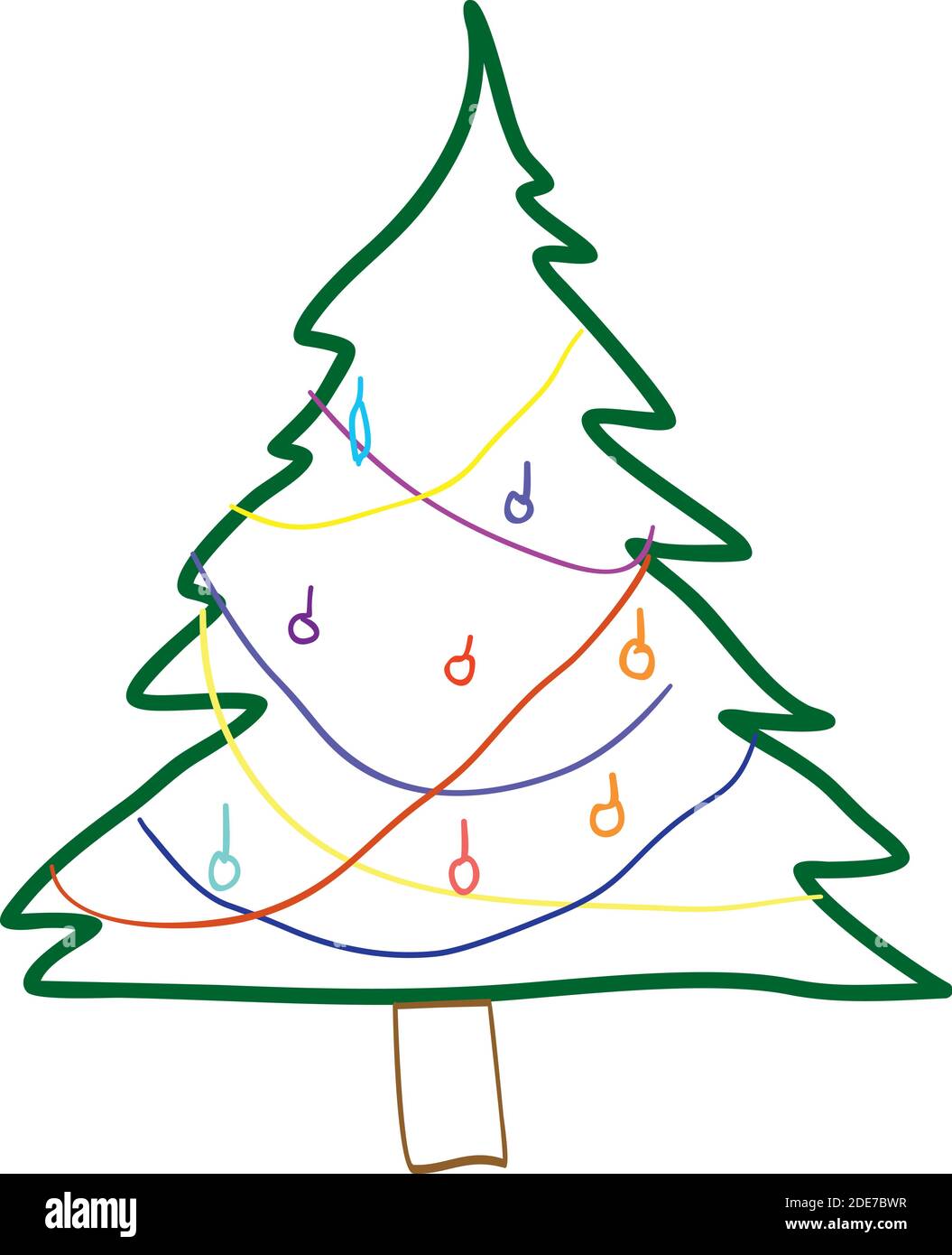 Christmas tree doodle. Winter holiday hand drawn elements Stock Vector