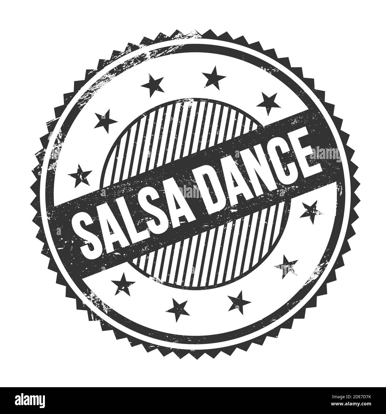 SALSA DANCE text written on black grungy zig zag borders round stamp ...