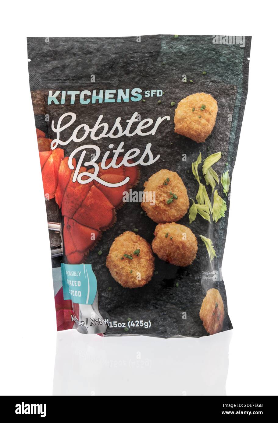 Winneconne, WI -29 November 2020:  A package of Kitchens SFD lobster bites on an isolated background. Stock Photo