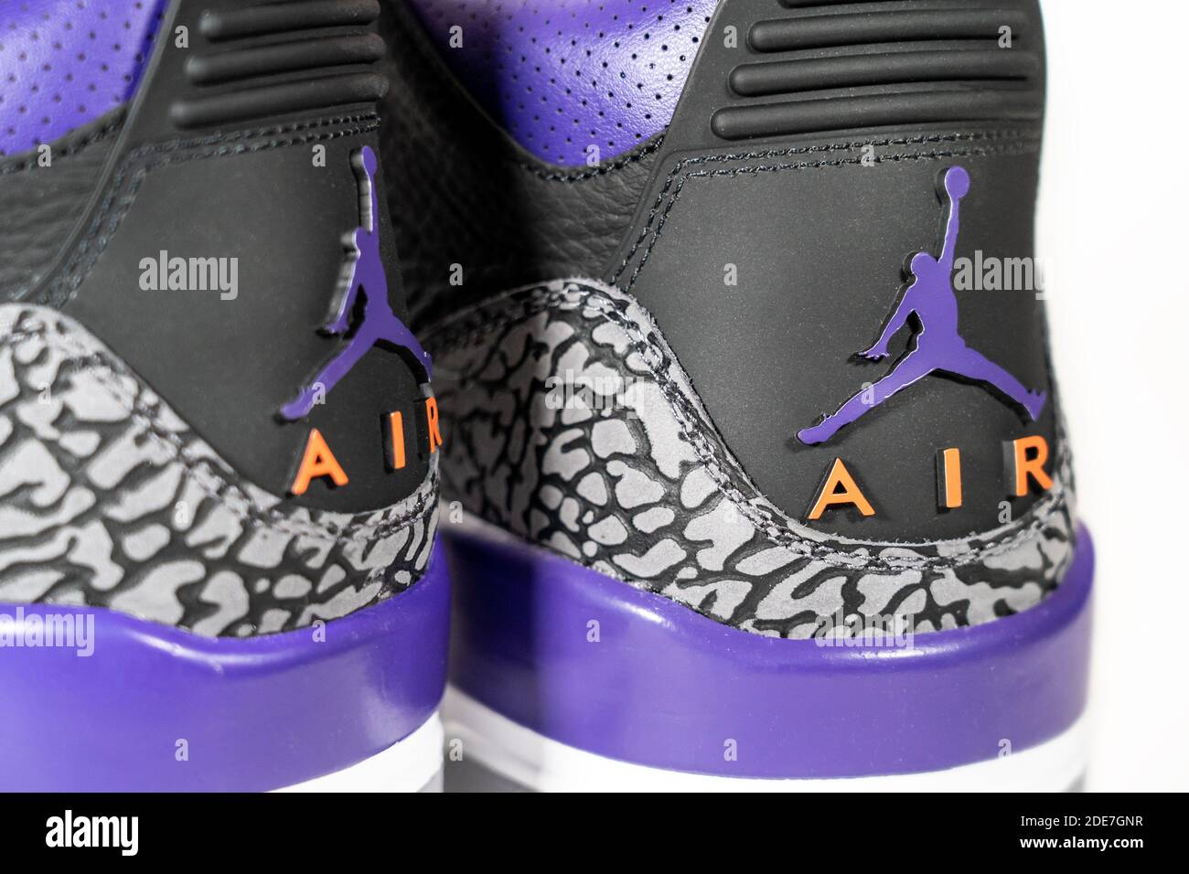 Air Jordan 3 Retro Court Purple - Legendary famous Nike and Jordan Brand  retro basketball sneakers or sport shoes, now fashion and lifestyle shoes :  Moscow, Russia - November 2020 Stock Photo - Alamy