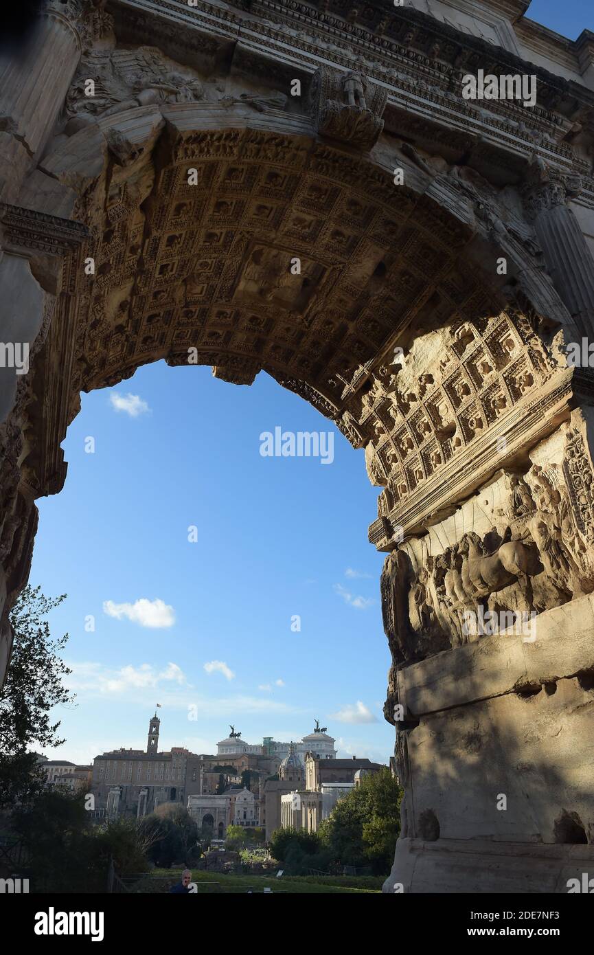 The Arch of Titus on the Via Sacra in the Roman Forum in Rome, Italy (3 ...