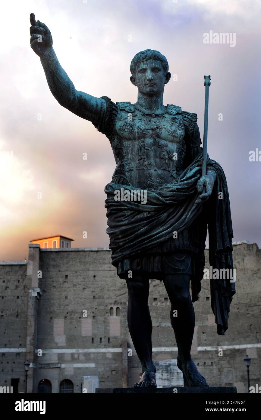 Statue of the Emperor Augustus in the via dei Fori Imperiali in Rome, Italy (2008)Originally
