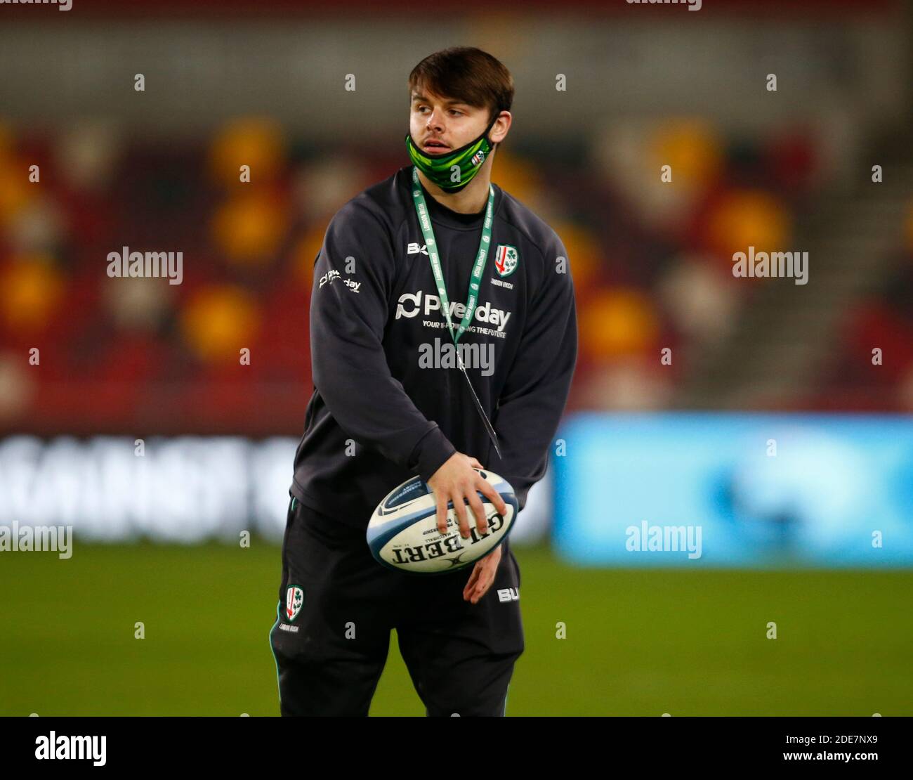 BRENTFORD, ENGLAND - NOVEMBER 29: Ball Boy Michael Dykas during Gallagher Premiership between London Irish and Leicester Tigers at Brentford Community Stadium, Brentford, UK on 29th November 2020 Credit: Action Foto Sport/Alamy Live News Stock Photo