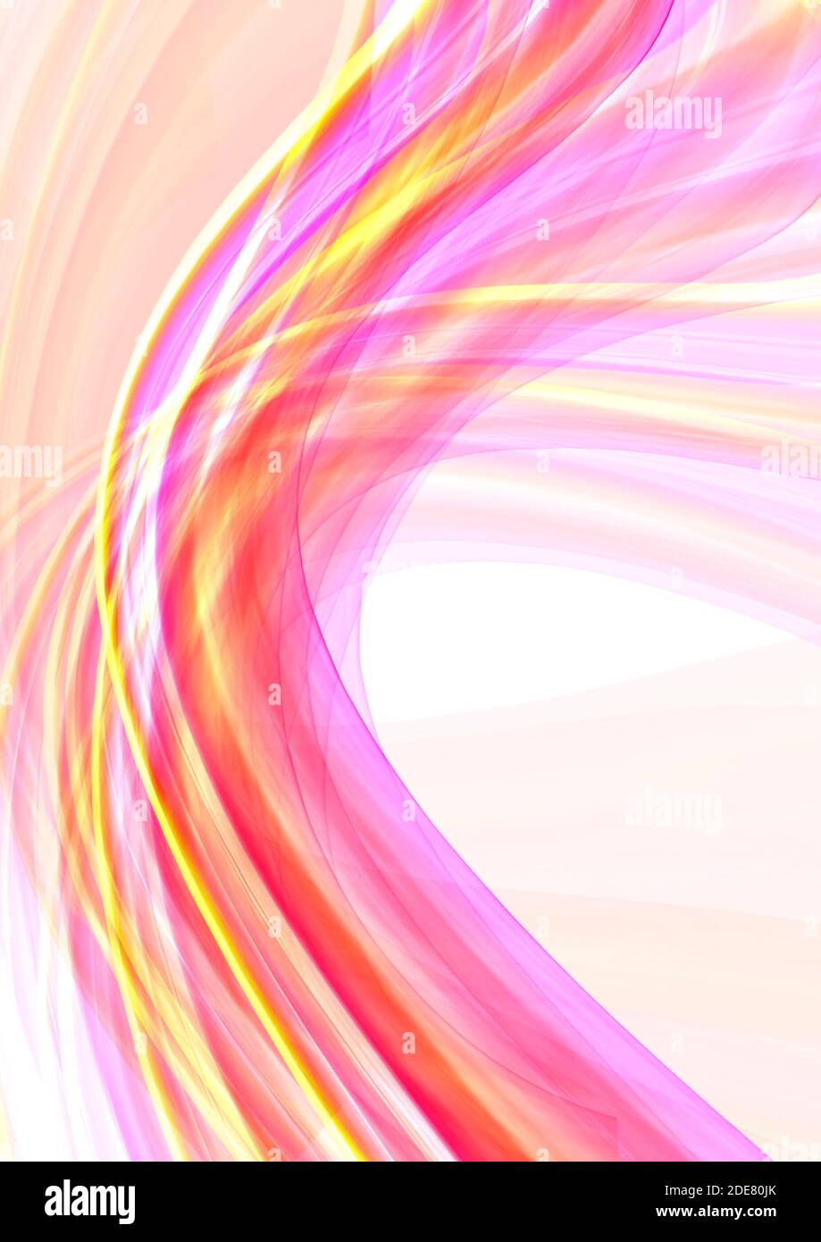 Abstract falling intersecting transparent wide pink and yellow curved ...