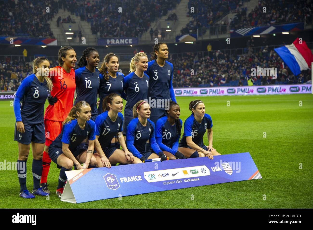 French team soccers at the women's friendly football match between France  and USA at Oceane stadium