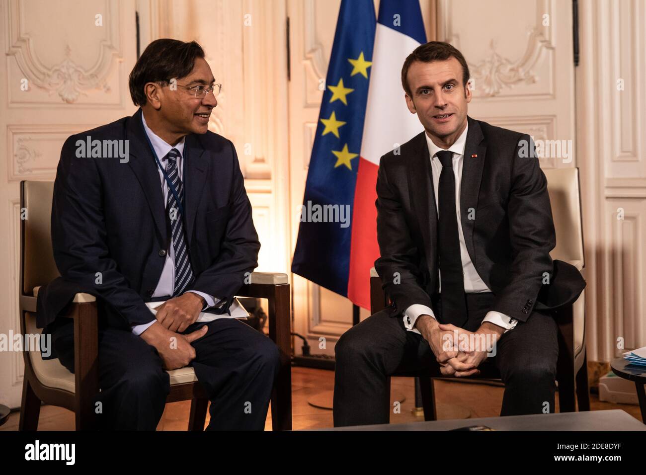 ArcelorMittal CEO Aditya Mittal speaks at the presentation of the  decarbonisation roadmap for steelmaking at the ArcelorMittal factory on 13  July 2021 in Gijón, Asturias, Spain. With decarbonisation, the Asturian  plants aim