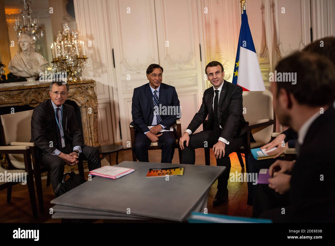 ArcelorMittal CEO Aditya Mittal speaks at the presentation of the  decarbonisation roadmap for steelmaking at the ArcelorMittal factory on 13  July 2021 in Gijón, Asturias, Spain. With decarbonisation, the Asturian  plants aim