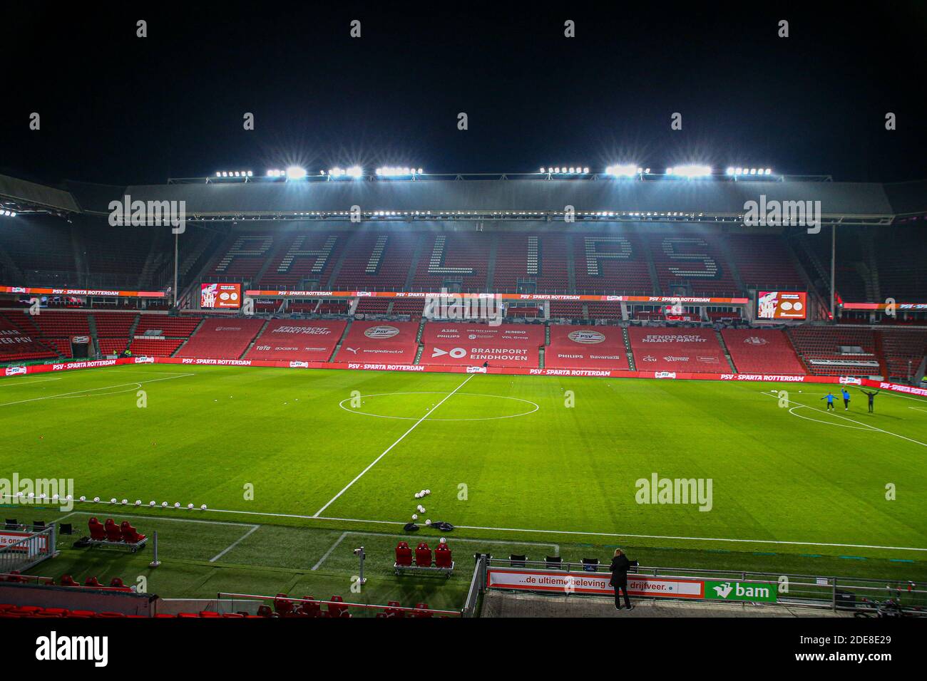 EINDHOVEN, NETHERLANDS - NOVEMBER 29: General view of Philips Stadion Stadium home of PSV Eindhoven before the game during the Dutch Eredivisie match Stock Photo