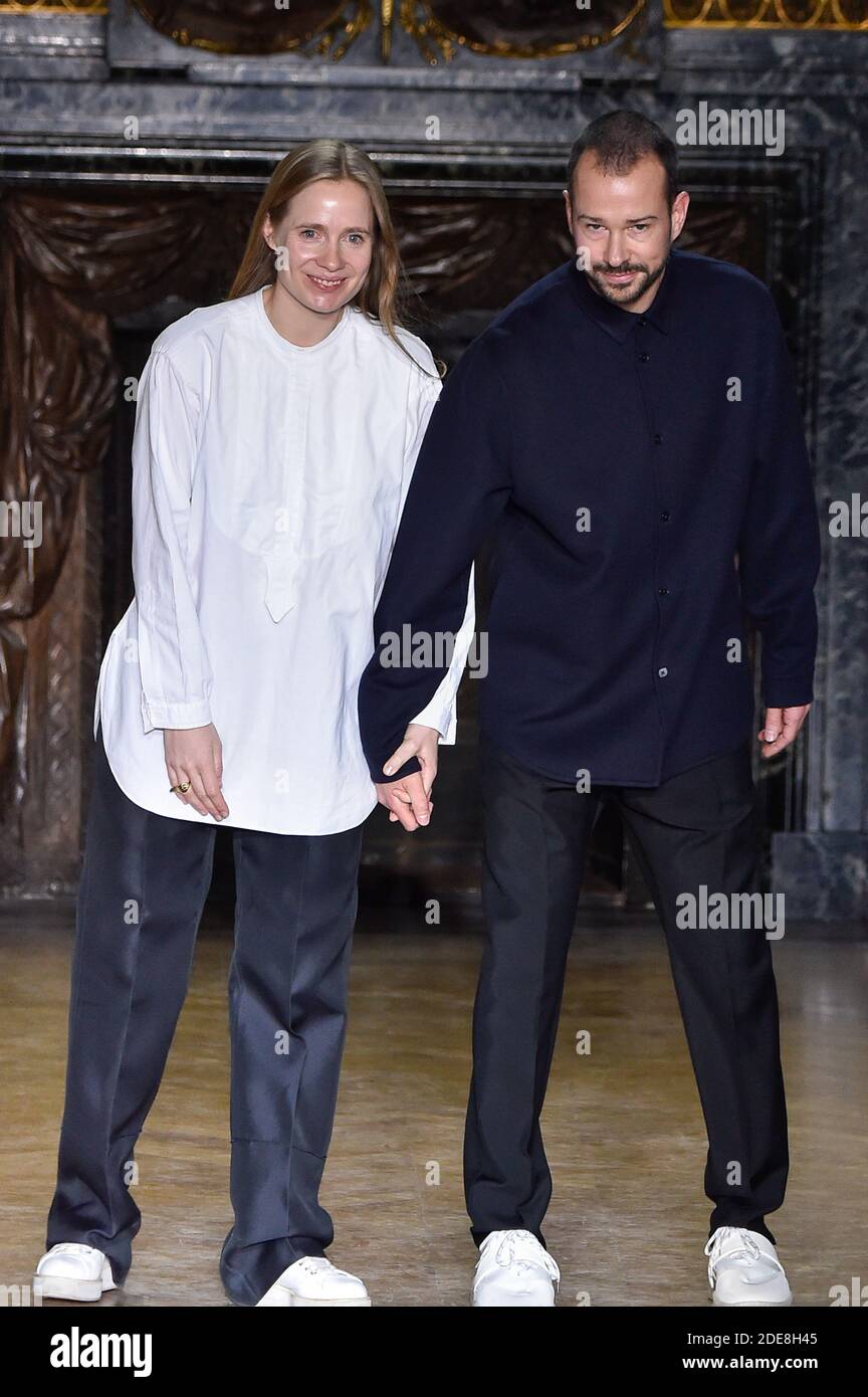 Designers Lucie Meier and Luke Meier walk the runway during the Jil Sander  Menswear Fall/Winter 2019-2020 show as part of Paris Fashion Week on  January 18, 2019 in Paris, France. Photo by