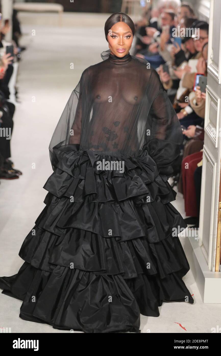 Naomi Campbell walks the runway during the Valentino show as part of Paris  Haute Couture Fashion Week Spring/Summer 2019 on January the 23rd, 2019 in  the hotel Salomon de Rothschild Paris, France.