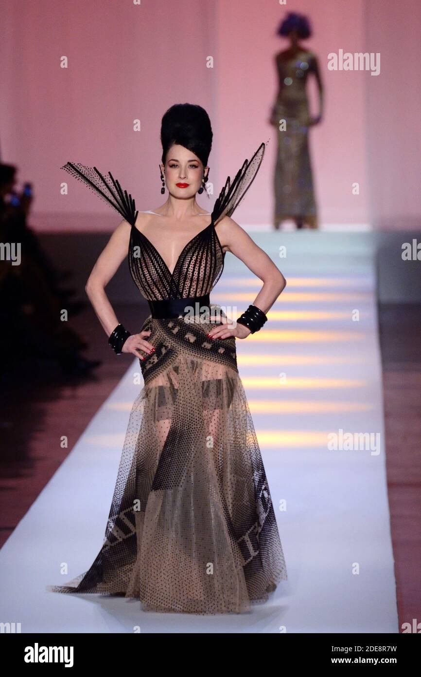 Dita Von Teese walks the runway during the Jean-Paul Gaultier Haute Couture  Spring-Summer 2019 show as part of Paris Fashion Week in Paris, France on  January 23, 2019. Photo by Aurore Marechal/ABACAPRESS.COM