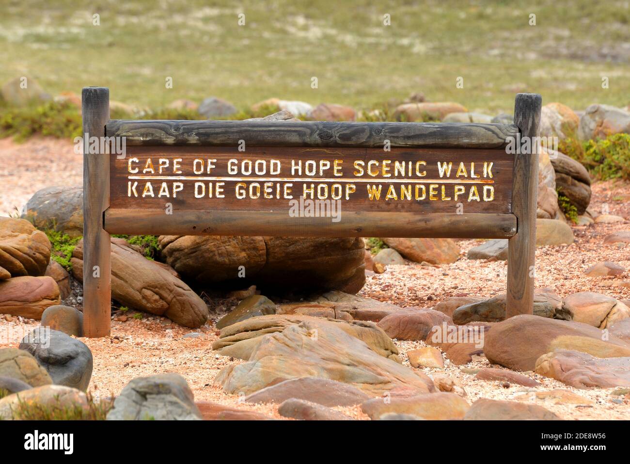 Cape of Good Hope Scenic Walk sign in South Africa. Cape Point hike