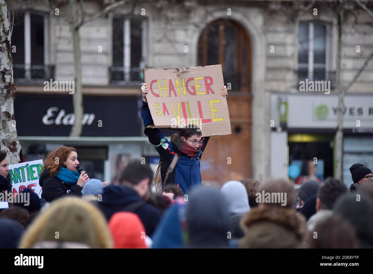 People take part in a 'Climate' rally calling on authorities to take ...