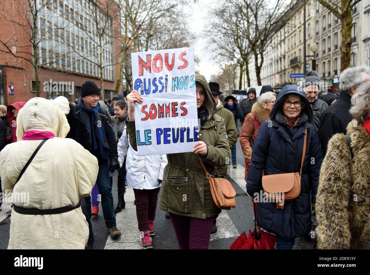 Paris - France, January 27, 2019: The red scarves manifest Stock Photo -  Alamy