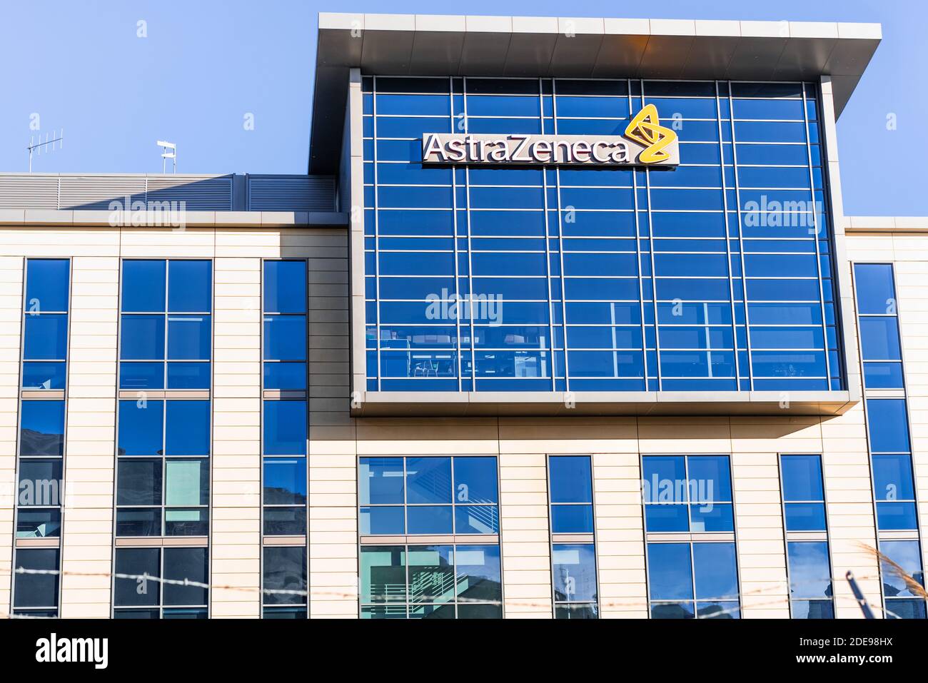 Sep 21, 2020 South San Francisco / CA / USA - Astra Zeneca headquarters in Silicon Valley; AstraZeneca plc is a British multinational pharmaceutical c Stock Photo