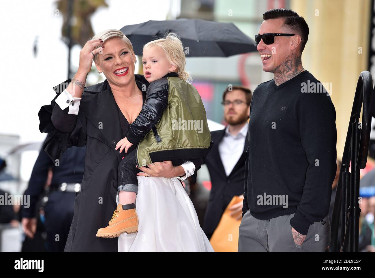 Carey Hart and Jameson Moon Hart attend the ceremony honoring Pink with