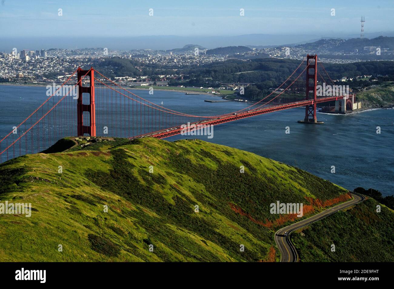 Views of the Golden Gate  Bridge from Slacker Hill Stock Photo