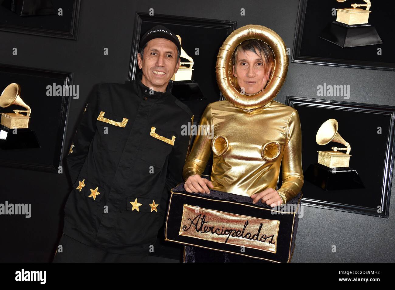 Hector Buitrado and Andrea Echeverry from Colombian rock band Aterciopelados attend the 61st Annual GRAMMY Awards at Staples Center on February 10, 2019 in Los Angeles, CA, USA. Photo by Lionel Hahn/ABACAPRESS.COM Stock Photo