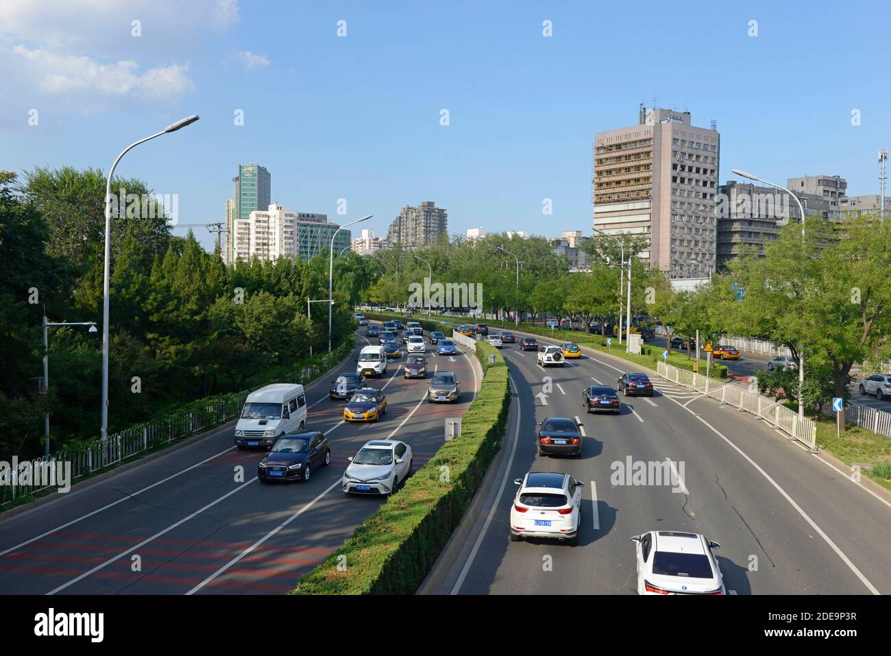 View of the southeast corner of the second ring road in Beijing, China Stock Photo