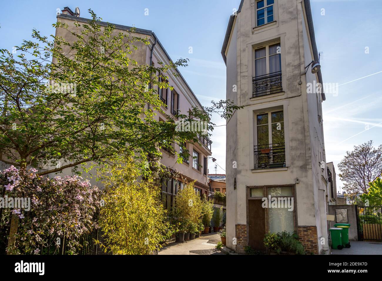 Paris, France - April 15, 2015: the Villa de le ermitage at the 20th arrondissement of Paris Stock Photo