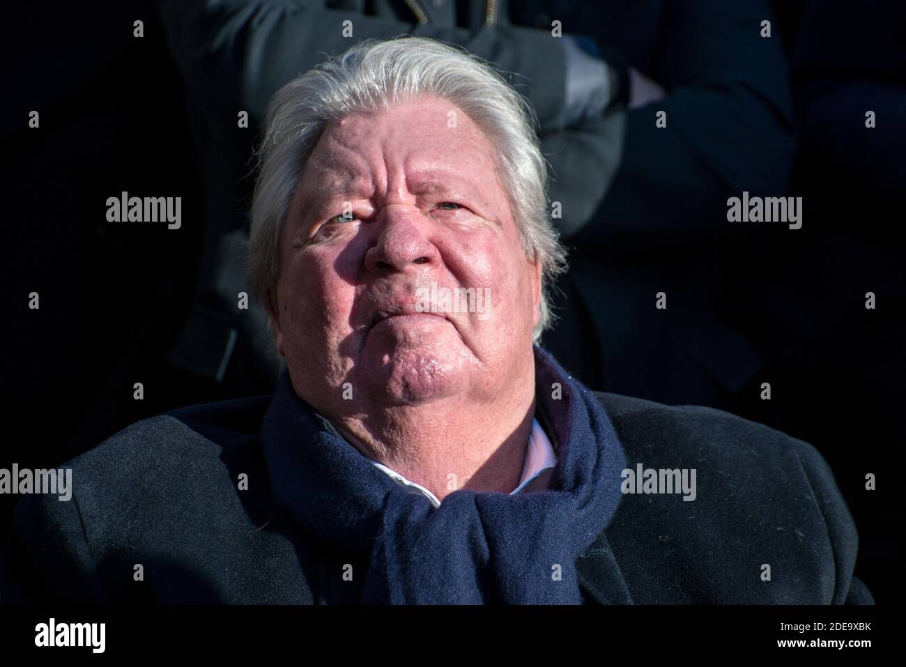 Jean-Jacques Sempe attends the unveiling of a wall fresco from one of his artwork at the crossing of Boulevard des Filles du Calvaire and Rue Froissard, 3rd District of Paris, France, Febuary 16, 2019. Photo by Denis PrezatAvenir Pictures/ABACAPRESS.COM Stock Photo