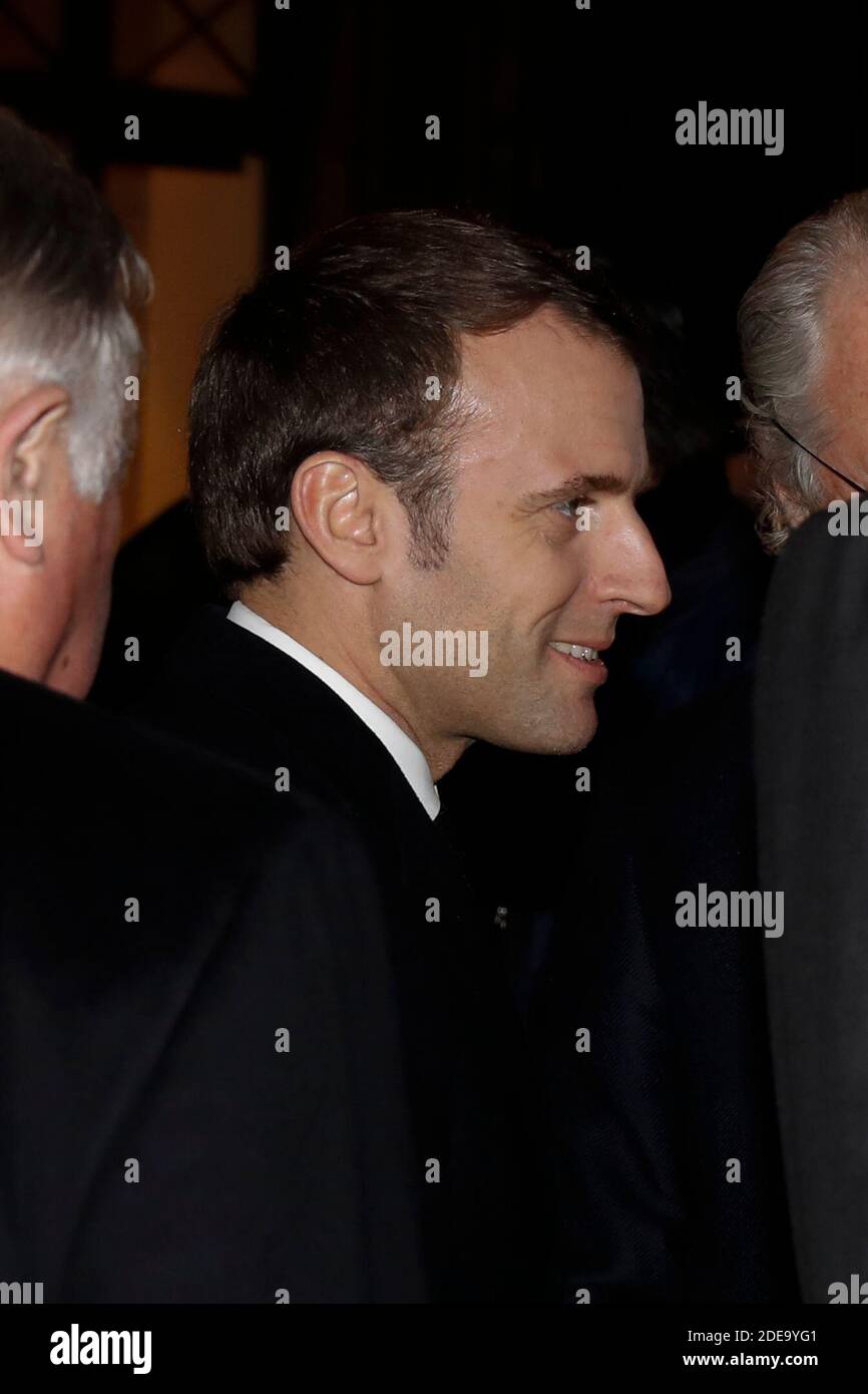 France's President Emmanuel Macron during a ceremony at the Shoah Memorial in Paris, France on February 19th, 2019. Photo by Henri Szwarc/ABACAPRESS.COM Stock Photo
