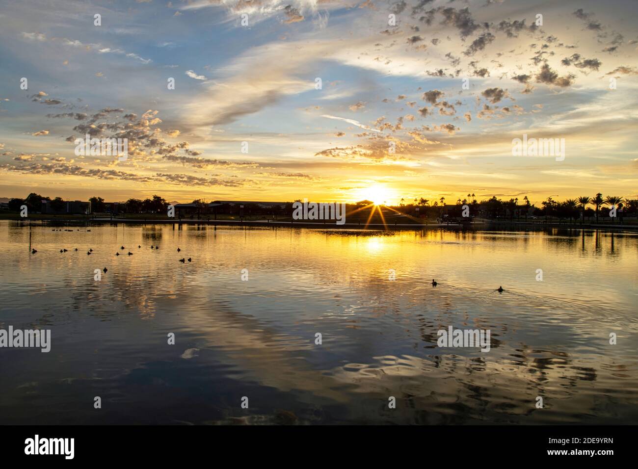 Sunup at Riverview Park in Tempe near Phoenix, Arizona Stock Photo