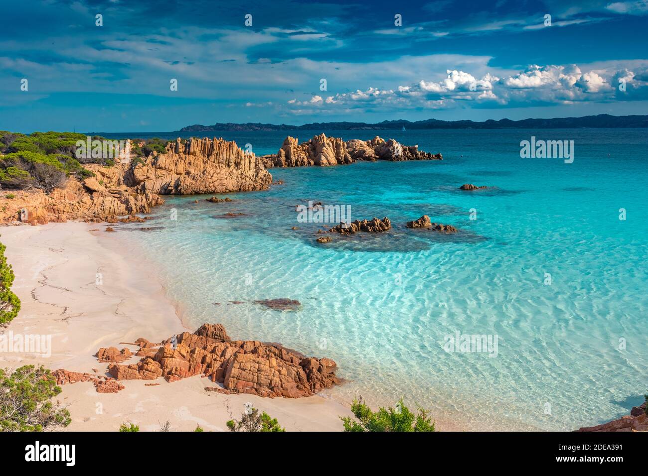 Amazing pink sand beach in Budelli Island, Maddalena Archipelago, Sardinia, Italy Stock Photo
