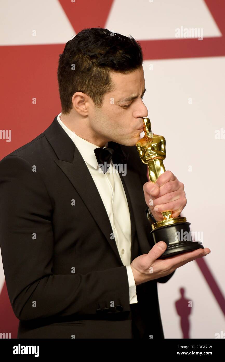 Rami Malek, winner of Best Actor for 'Bohemian Rhapsody,' poses in the ...