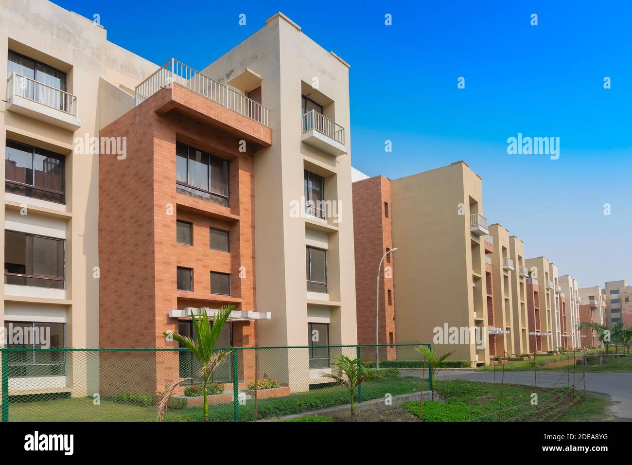 New residential building complex being built at Rajarhat New Town area of Kolkata, West Bengal, India. Kolkata is one of the fastest growing cities in Stock Photo