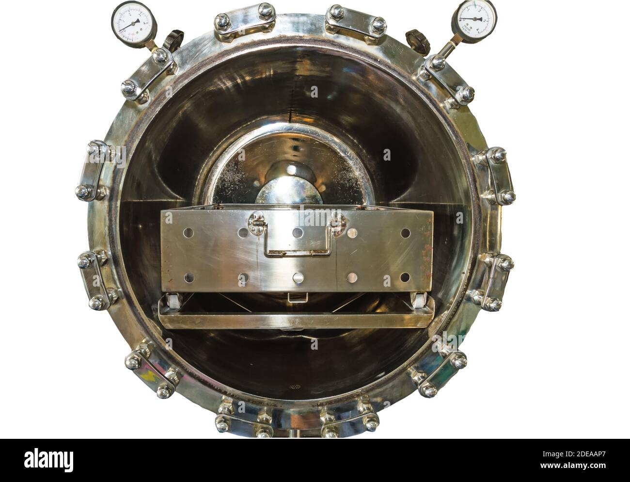 Close up black autoclave, hole of autoclave,sterilization machine for