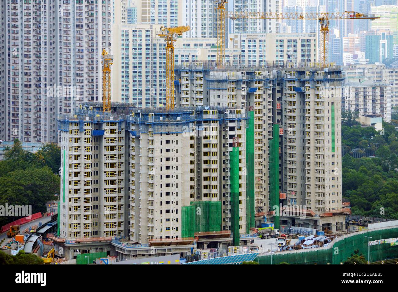Construction of public rental housing development at Tsing Hung Road, Tsing Yi, Hong Kong (November 2020) Stock Photo