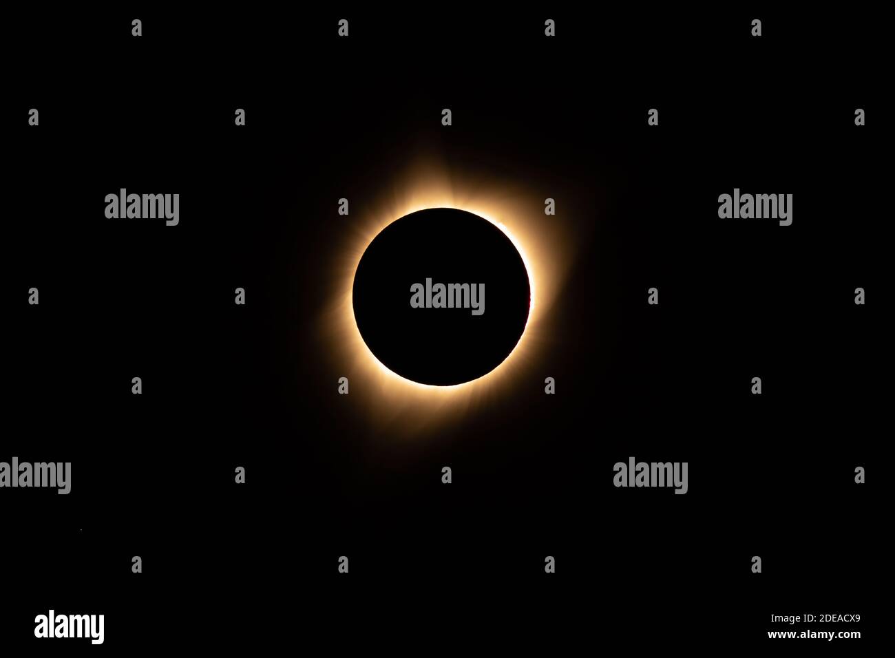 The total solar eclipse on 21 August 2017, as seen from Idaho. About 77 minutes after first contact. Yellow filtration for visual interest. Stock Photo