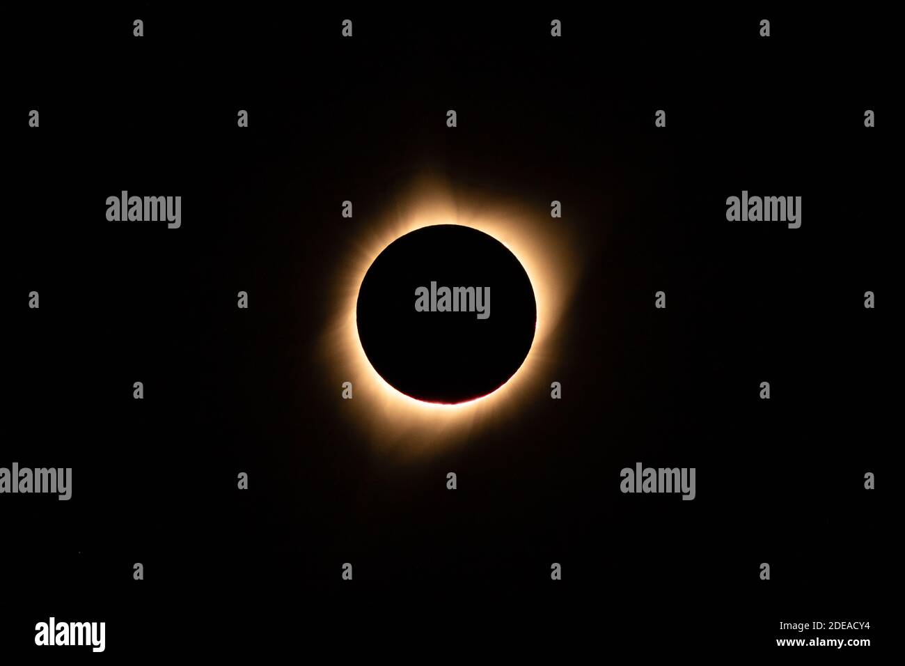 The total solar eclipse on 21 August 2017, as seen from Idaho. About 75 & 1/2 minutes after first contact. Yellow filtration for visual interest. Stock Photo