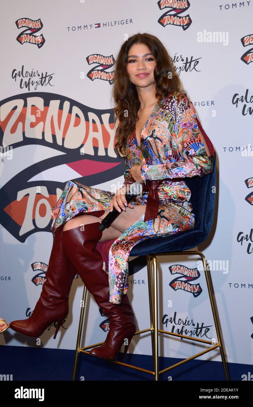 Zendaya attending the Tommy Hilfiger TOMMYNOW Spring 2019 : TommyXZendaya  Photocall as part of the Paris Fashion Week Womenswear Fall/Winter  2019/2020 at the Galeries Lafayette in Paris, France on March 02, 2019.
