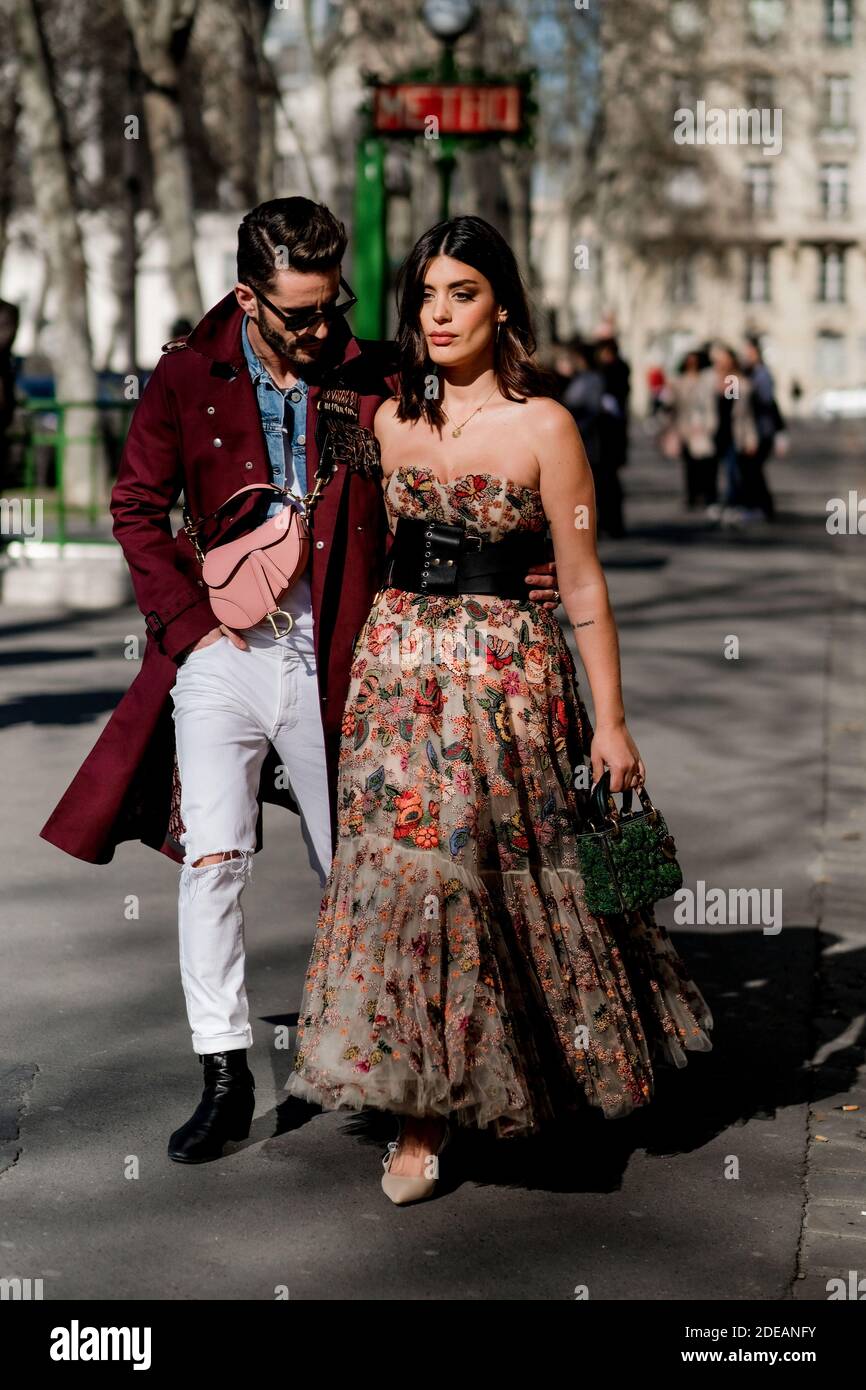 Street style, Pelayo Diaz and Aida Domenech (Dulceida) arriving at Dior