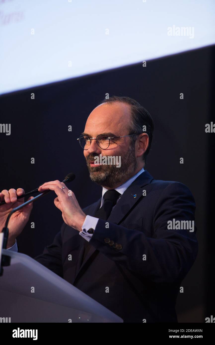 Prime minister Edouard Philippe during the 10th anniversary of the Autorite de la Concurrence (Competition Authority) forum event in Paris on March 5, 2019. Photo by Raphaël Lafargue/ABACAPRESS.COM Stock Photo