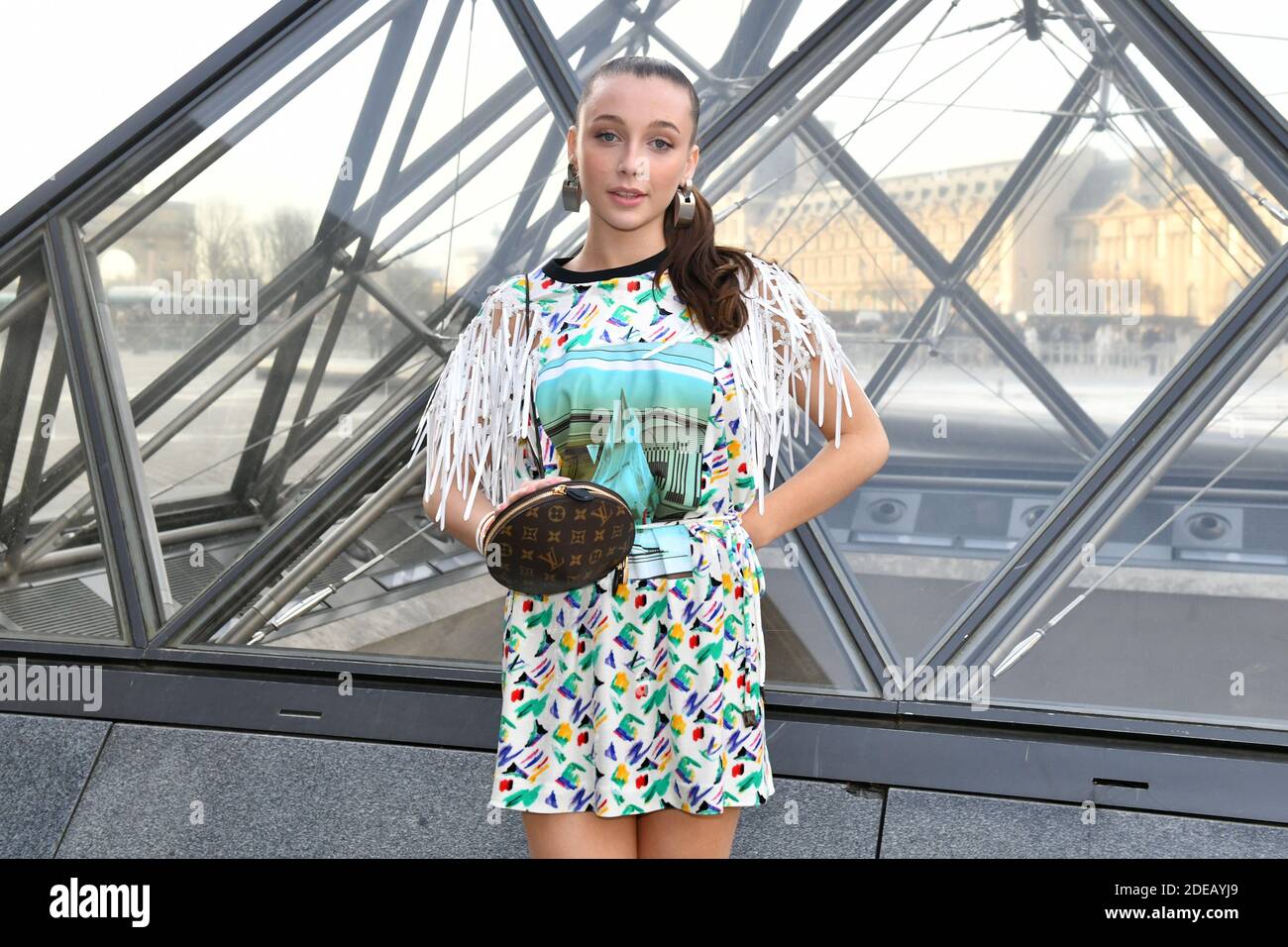 Emma Chamberlain attends the Louis Vuitton show as part of the