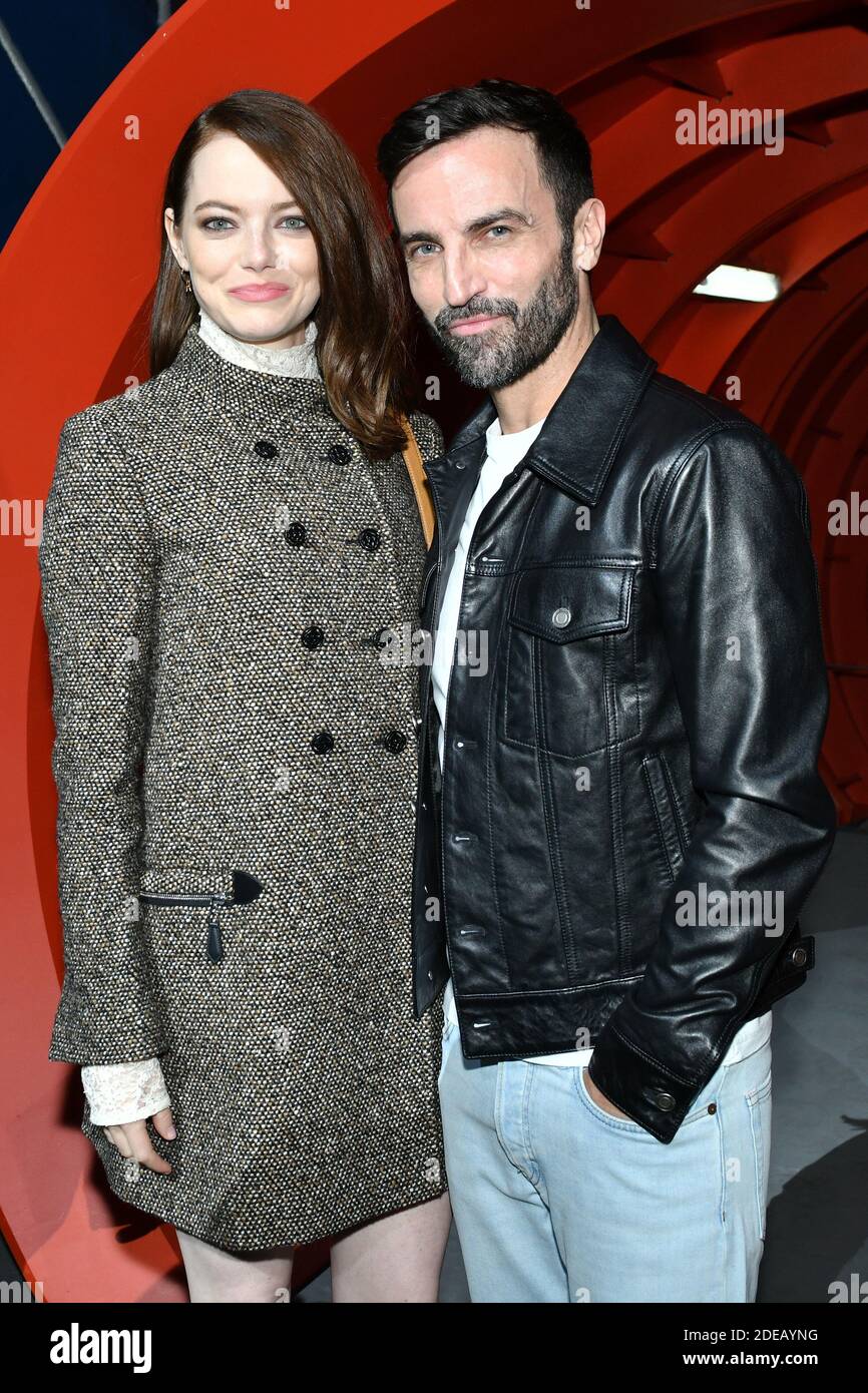Emma Chamberlain and Stylist Nicolas Ghesquiere pose after the