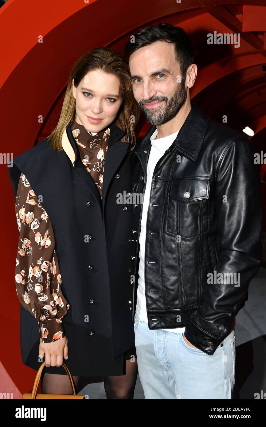 Stylist Nicolas Ghesquiere and Lea Seydoux attending the Louis Vuitton show  during Paris Fashion Week Ready to wear FallWinter 2017-18 on March 07,  2017 at the Louvre museum in Paris, France. Photo