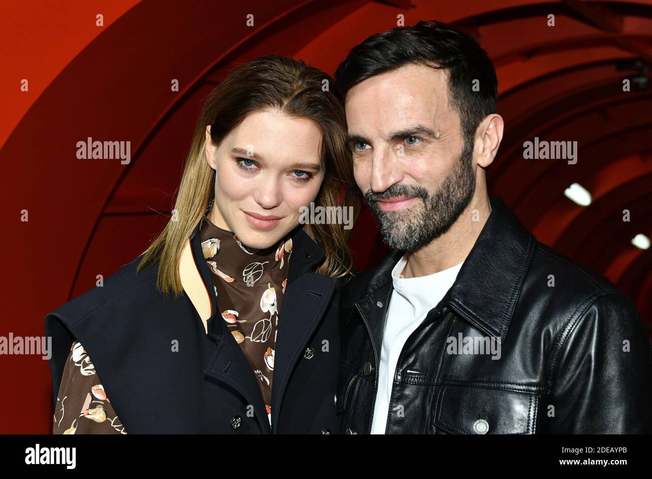 Lea Seydoux and Stylist Nicolas Ghesquiere pose after the Louis Vuitton  show as part of the Paris Fashion Week Womenswear Fall/Winter 2019/2020 on  March 05, 2019 in Paris, France. Photo by Laurent