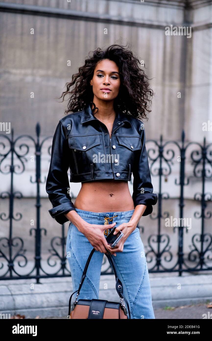 Street style, model Cindy Bruna after Redemption Fall-Winter 2019-2020  ready-to-wear show, held at Hotel de Ville, Paris, France, on February  28th, 2019. Photo by Marie-Paola Bertrand-Hillion/ABACAPRESS.COM Stock  Photo - Alamy